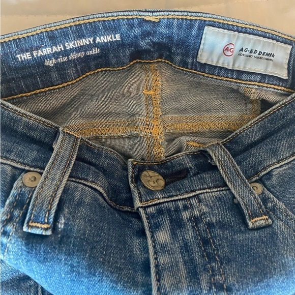 AG Adriano Goldshmied High Rise Farrah Skinny Ankle Front Seamed Raw Hem Size 24 - Picture 12 of 12